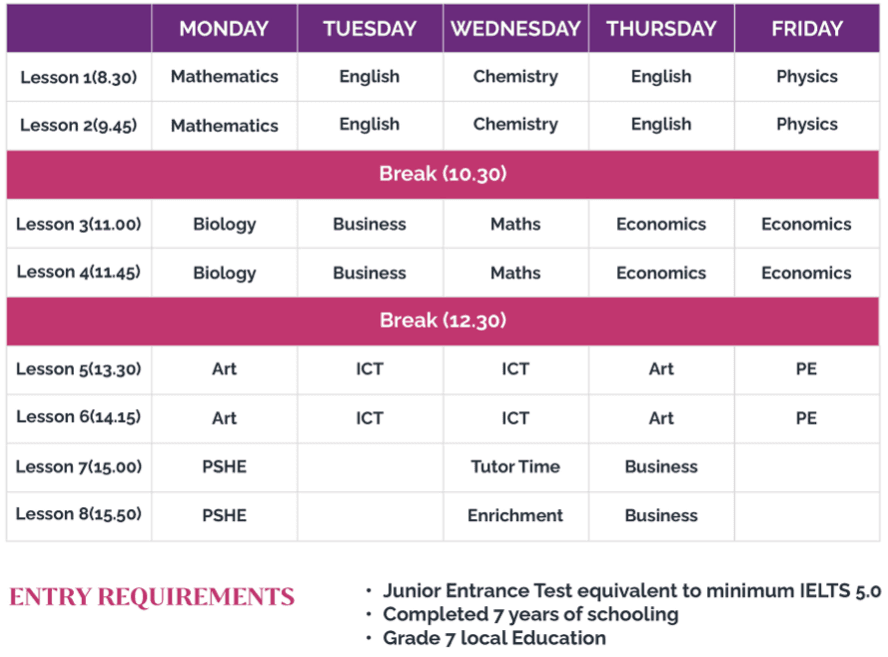 timetable-IGCSE